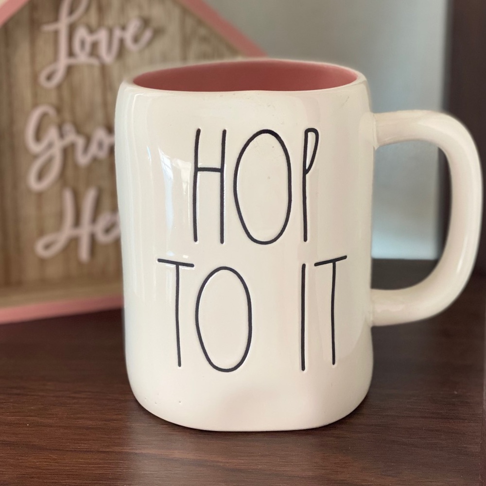 Rae Dunn HOP TO IT Pink Interior Mug
